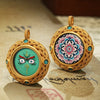 Tibetan Ghau Pendant — Hand-Painted Deity Tsakli in Filigree Brass Buddha Tibet