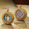 Tibetan Ghau Pendant — Hand-Painted Deity Tsakli in Filigree Brass Buddha Tibet