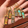 Tibetan Hand-Painted Thangka Pendant — Titanium Steel Frame with Chain, 14 Designs Buddha Tibet