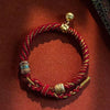Tibetan Om Mani Padme Hum Woven Rope Bracelet — Traditional Six - Syllable Mantra - Red — Om Mani Mantra RopeBuddha Tibet