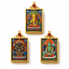 Tibetan Thangka Tsa-Tsa Pendant — Hand-Painted Deity Amulet in Gold-Plated Frame Buddha Tibet