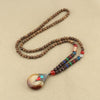 Tibetan Wood Bead Sweater Chain — Ethnic-Style Long Necklace - Horn Large Water DropBuddha Tibet