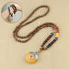Tibetan Wood Bead Sweater Chain — Ethnic-Style Long Necklace - Tibetan Yellow Buckle (Elastic)Buddha Tibet