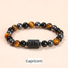 Tiger Eye & Hematite Zodiac Bracelet — Warm Stone, Your Sign - Capricorn8mmBuddha Tibet