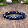 Tiger’s Eye Bracelet - Hawk's Eye & blue tiger's eye - Buddha Tibet xd00037