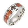 Titanium Steel Tree of Life Ring — Woodgrain Resin Coating - Buddha Tibet xd00084