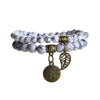 Tree of Life Chakra Bracelet — Tiger Eye & Amethyst Gemstone Set - Black Line White TurquoiseBuddha Tibet