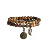 Tree of Life Chakra Bracelet — Tiger Eye & Amethyst Gemstone Set - Leopard Skin 6-8mmBuddha Tibet