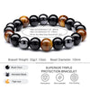 Triple Protection Bracelet — Obsidian, Tiger Eye & Hematite - Buddha Tibet xd00005
