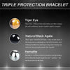 Triple Protection Bracelet — Obsidian, Tiger Eye & Hematite - Buddha Tibet xd00005