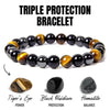Triple Protection Bracelet — Obsidian, Tiger Eye & Hematite - Buddha Tibet xd00005