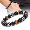 Triple Protection Bracelet — Obsidian, Tiger Eye & Hematite - Buddha Tibet xd00005