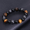 Triple Protection Bracelet — Obsidian, Tiger Eye & Hematite - Buddha Tibet xd00005
