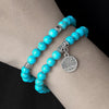 Turquoise Bead Bracelet Set with Tree of Life Pendant — Two Pieces, One Wrist - Turquoise SetBuddha Tibet