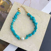 Turquoise Chip and Freshwater Pearl Bracelet - Bright Blue, Soft Luster - Blue Chip and Pearl BraceletBuddha Tibet
