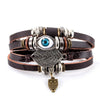 Turquoise Evil Eye Leather Wrap Bracelet - Layered Protection - Style 2Buddha Tibet