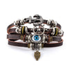 Turquoise Evil Eye Leather Wrap Bracelet - Layered Protection - Style 3Buddha Tibet