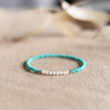 Turquoise & Pearl Single-Strand Bracelet — Chinese Wenwan Style, Daily Wear - Universal FitBuddha Tibet
