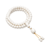White Bodhi Root Mala Bracelet — 108-Bead Buddhist Prayer Beads for Calm & Clarity - Frost — Standard Barrel Double Wrap 9×7mmBuddha Tibet