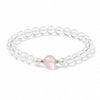 White Quartz & Star Rose Quartz Bead Bracelet — Soft-Tone Natural Crystal Stack Buddha Tibet