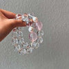 White Quartz & Star Rose Quartz Bead Bracelet — Soft - Tone Natural Crystal Stack - Buddha Tibet