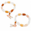 Xinjiang Gold-Silk Jade Multi-Wrap Bracelet — Stackable Layers with Pendant Charms - Triple-Wrap Stacked with Pink CrystalBuddha Tibet