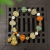 Xinjiang Gold-Thread Jade Pumpkin Bead Bracelet — Five-Color Natural Stone Stack Buddha Tibet