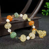 Xinjiang Gold-Thread Jade Pumpkin Bead Bracelet — Five-Color Natural Stone Stack Buddha Tibet