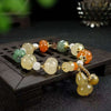 Xinjiang Gold-Thread Jade Pumpkin Bead Bracelet — Five-Color Natural Stone Stack Buddha Tibet