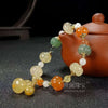 Xinjiang Gold-Thread Jade Pumpkin Bead Bracelet — Five-Color Natural Stone Stack Buddha Tibet