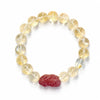 Yellow Citrine Pixiu Bracelet Collection — Natural Asai Crystal Charms For Wealth & Protection - 10mm Irregular BeadBuddha Tibet