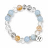 Zodiac White Crystal Bead Bracelet — Natural Stone Stretch Bracelet by Birth Sign Buddha Tibet
