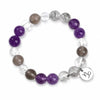 Zodiac White Crystal Bead Bracelet — Natural Stone Stretch Bracelet by Birth Sign Buddha Tibet