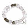 Zodiac White Crystal Bead Bracelet — Natural Stone Stretch Bracelet by Birth Sign Buddha Tibet