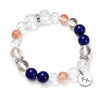 Zodiac White Crystal Bead Bracelet — Natural Stone Stretch Bracelet by Birth Sign Buddha Tibet