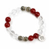 Zodiac White Crystal Bead Bracelet — Natural Stone Stretch Bracelet by Birth Sign Buddha Tibet